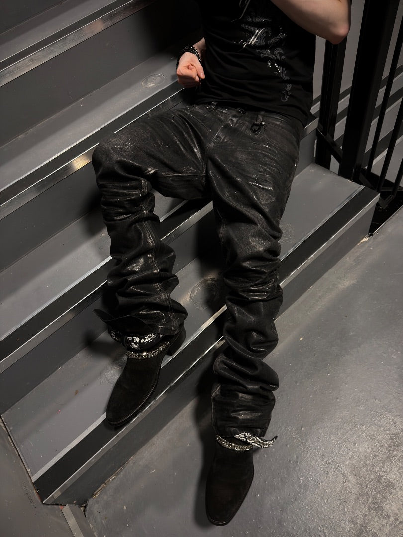 Void Glitter Waxed Denim