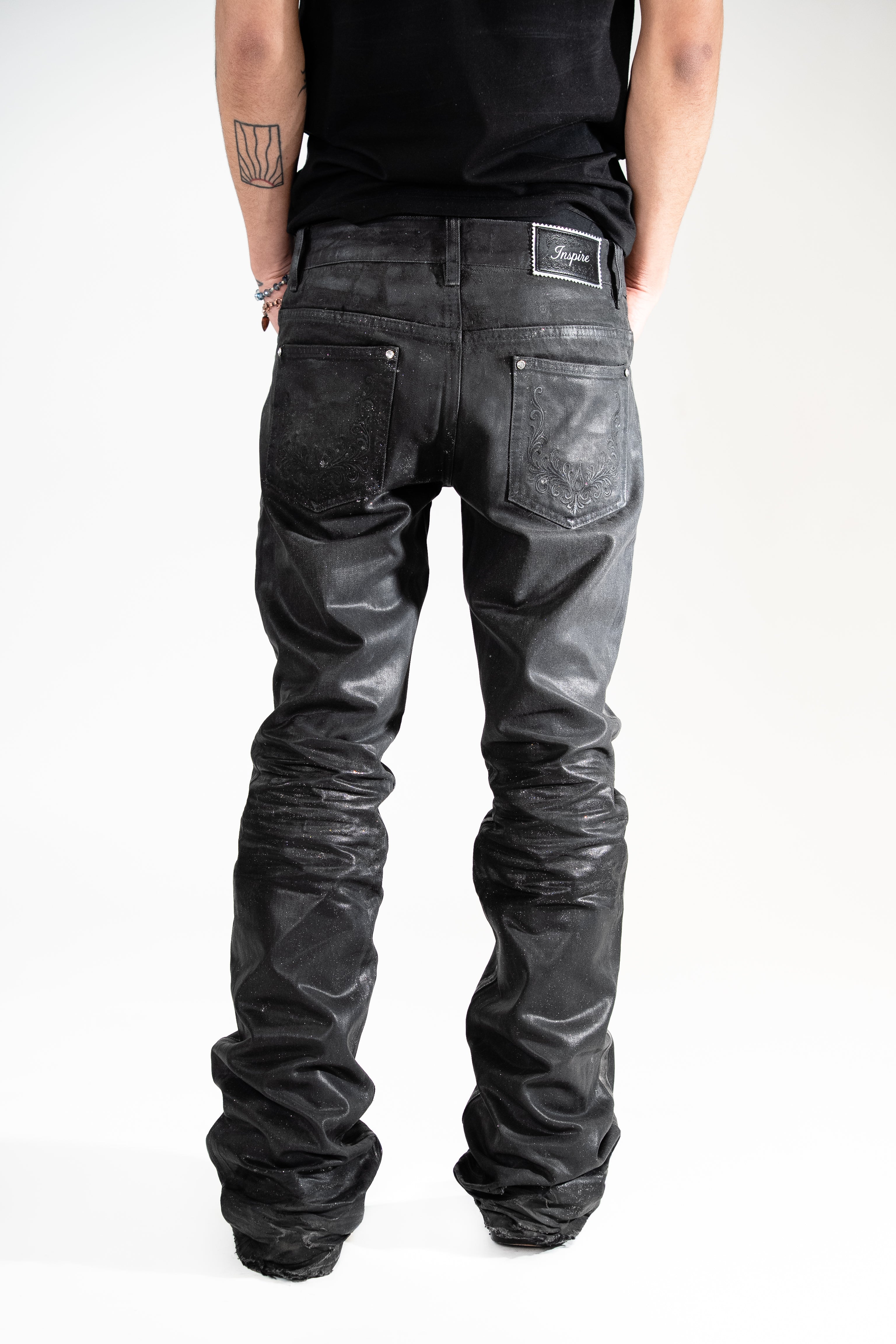Void Glitter Waxed Denim (Black)